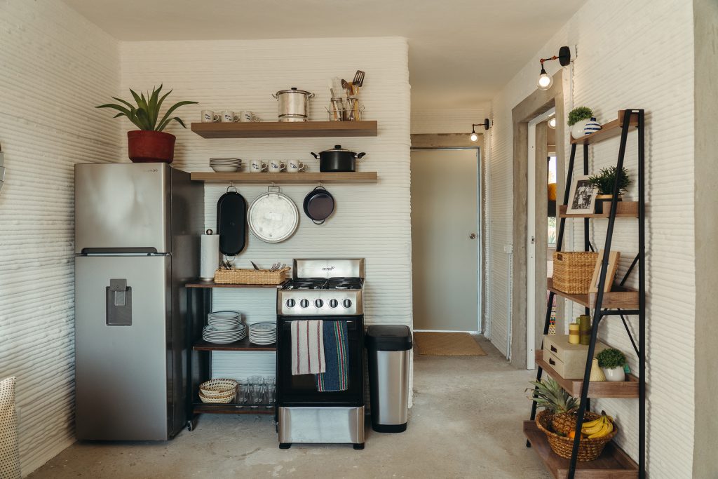 interior of 3d printed home for homeless