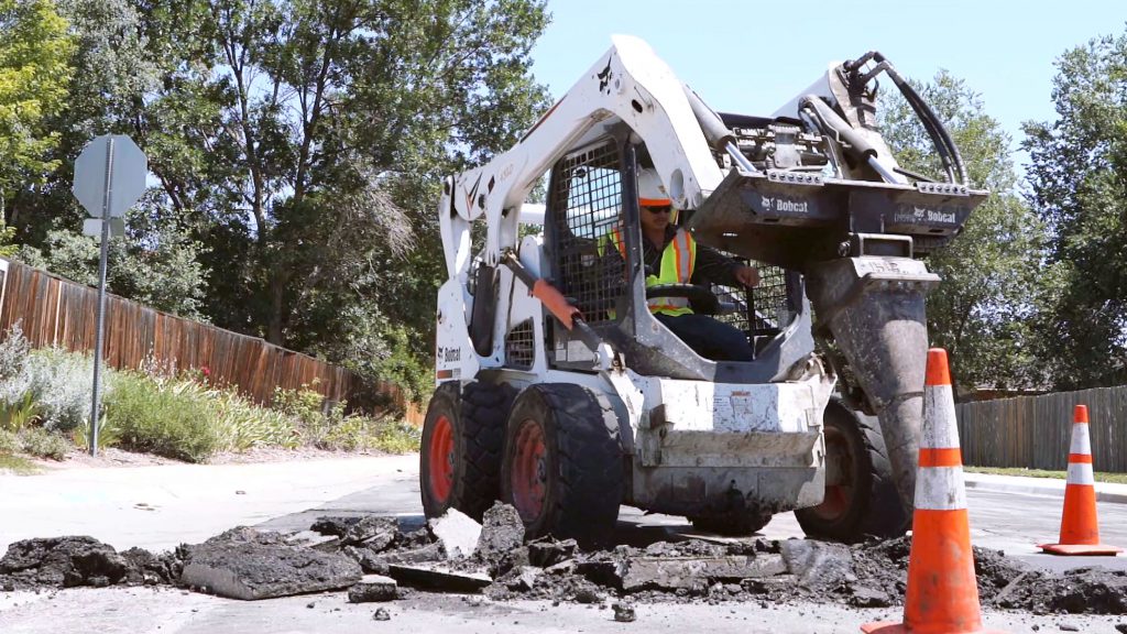 construction machinery on road