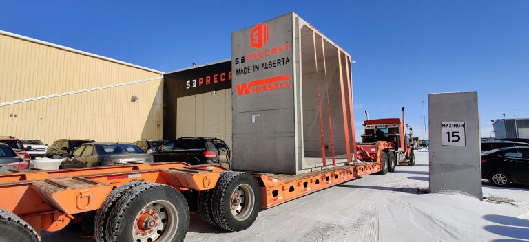 S3 precast concrete block on trailer