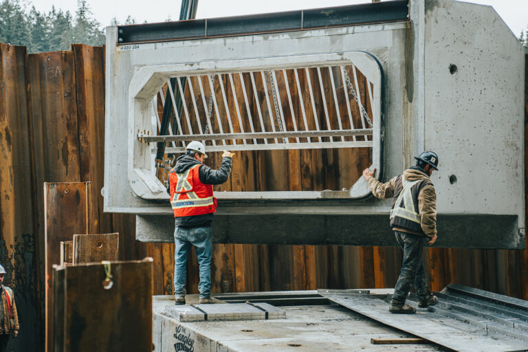 Luxton workers and precast concrete