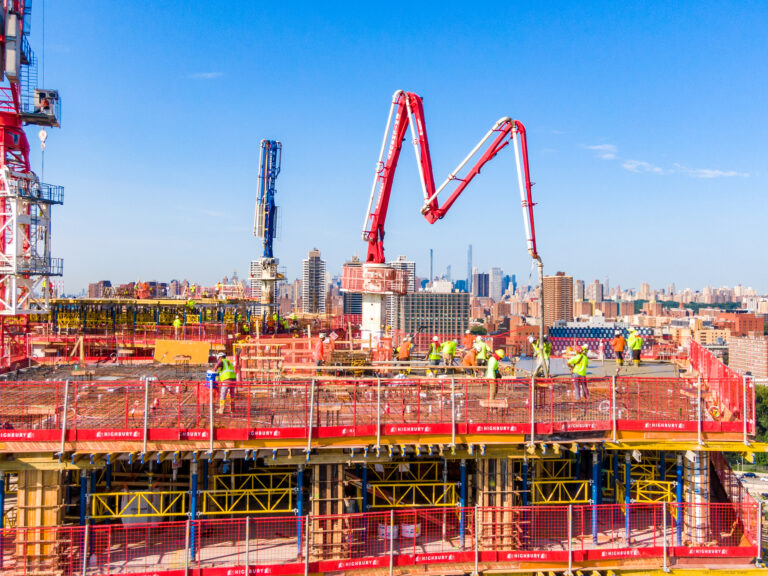 construction site with scaffolding and cranes Highbury