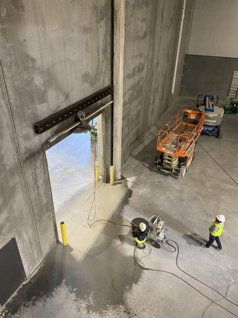 concrete wall aerial view from inside building