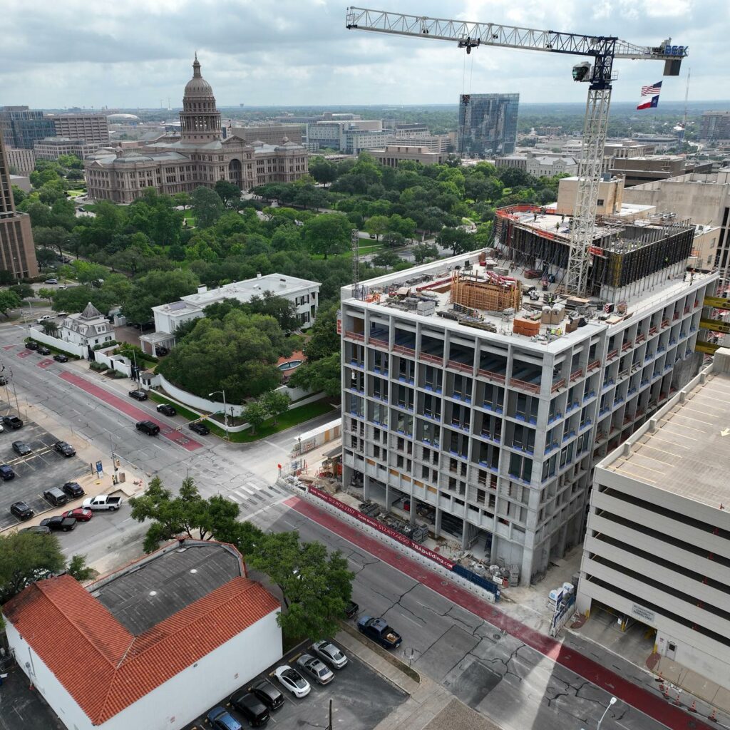 aerial view of building under construction