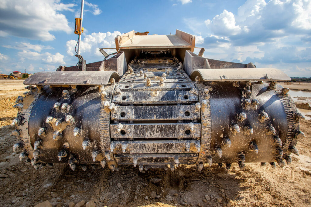 closeup of front of construction machine