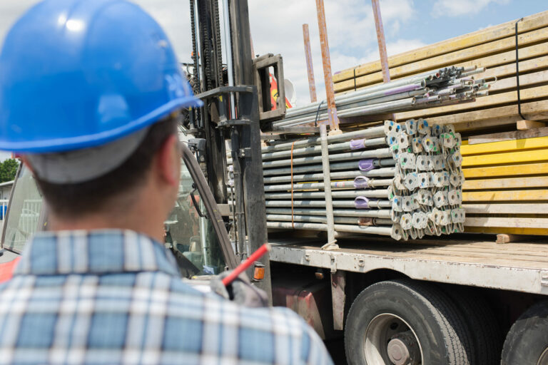 building materials on truck bed