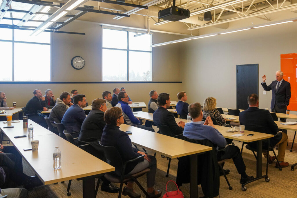 ABC Wisconsin members attending a town hall meeting with U.S. Sen. Ron Johnson