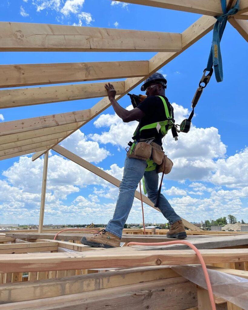 liuna worker on roofing project