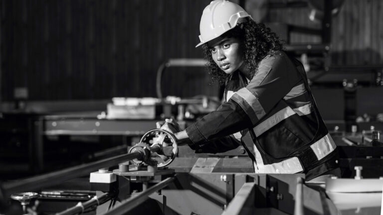 tradeswomen working in construction facility