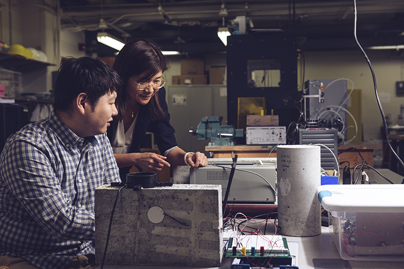 Luna Lu’s lab is focused not just on making roads stronger and safer, but also helping the environment. (Purdue University photo/Rebecca McElhoe)