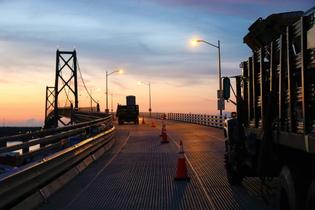 sunset over a piasecki steel bridge project