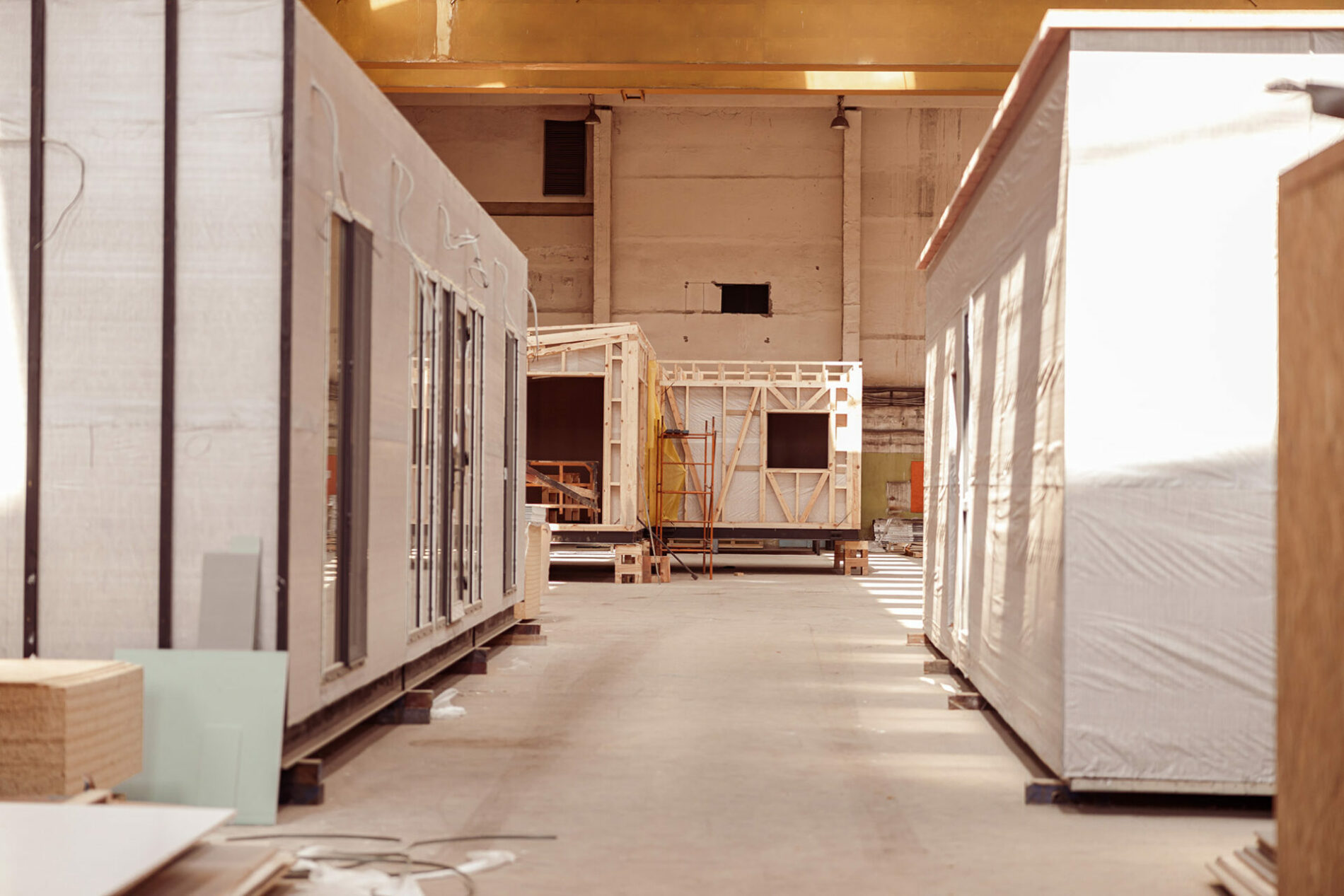 prefabricated housing built indoors