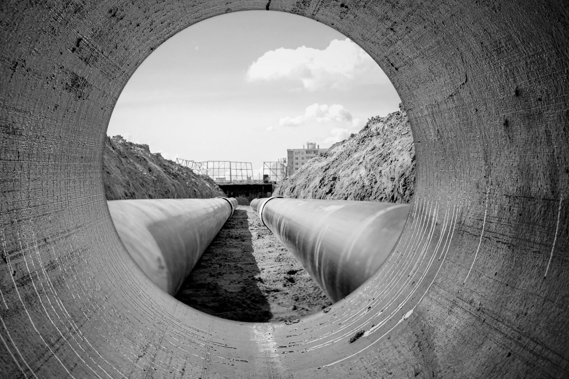 water pipe dramatic view of infrastructure construction