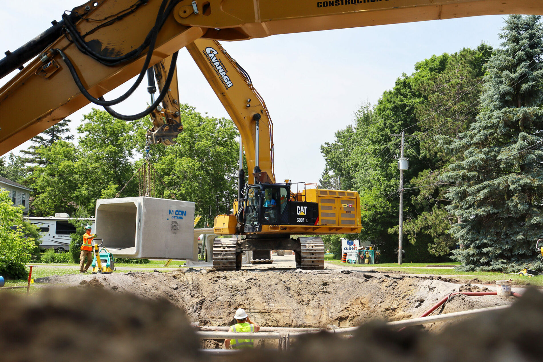 A construction site with excavator.