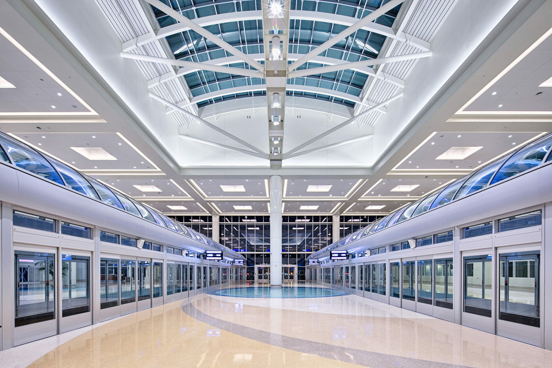 The interior of a airport.