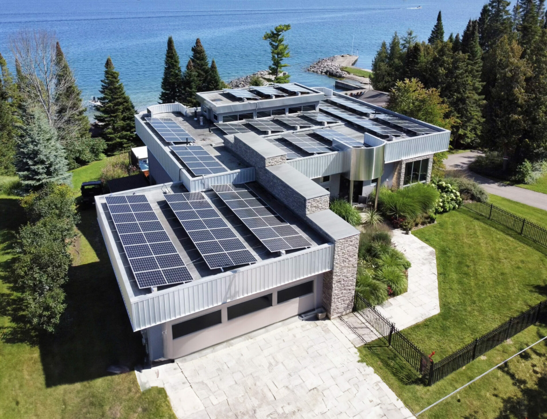 A house with Solar Panels installed on the roof.